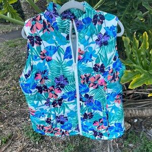 Caribbean Joe Women’s Floral Tropical Vest. Size LG